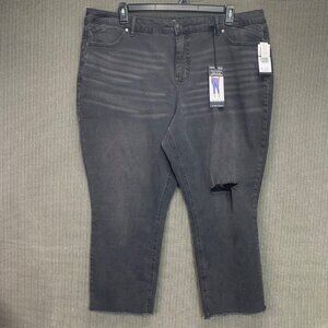 Sofia Vergara Adora Womens Size 18W Black Denim Hi-Rise Curvy Girlfriend Jeans